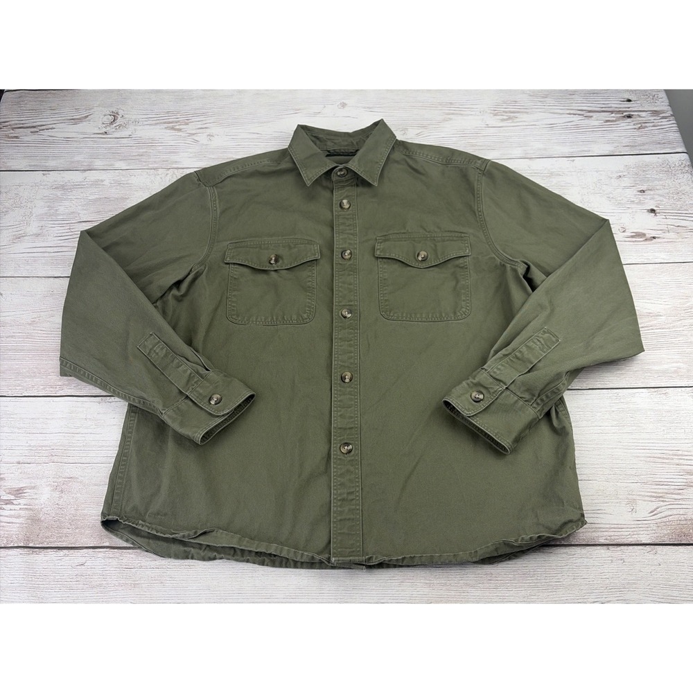 Banana Republic Men's L Olive Standard Fit Shirt Cotton Utility Casual Workwear